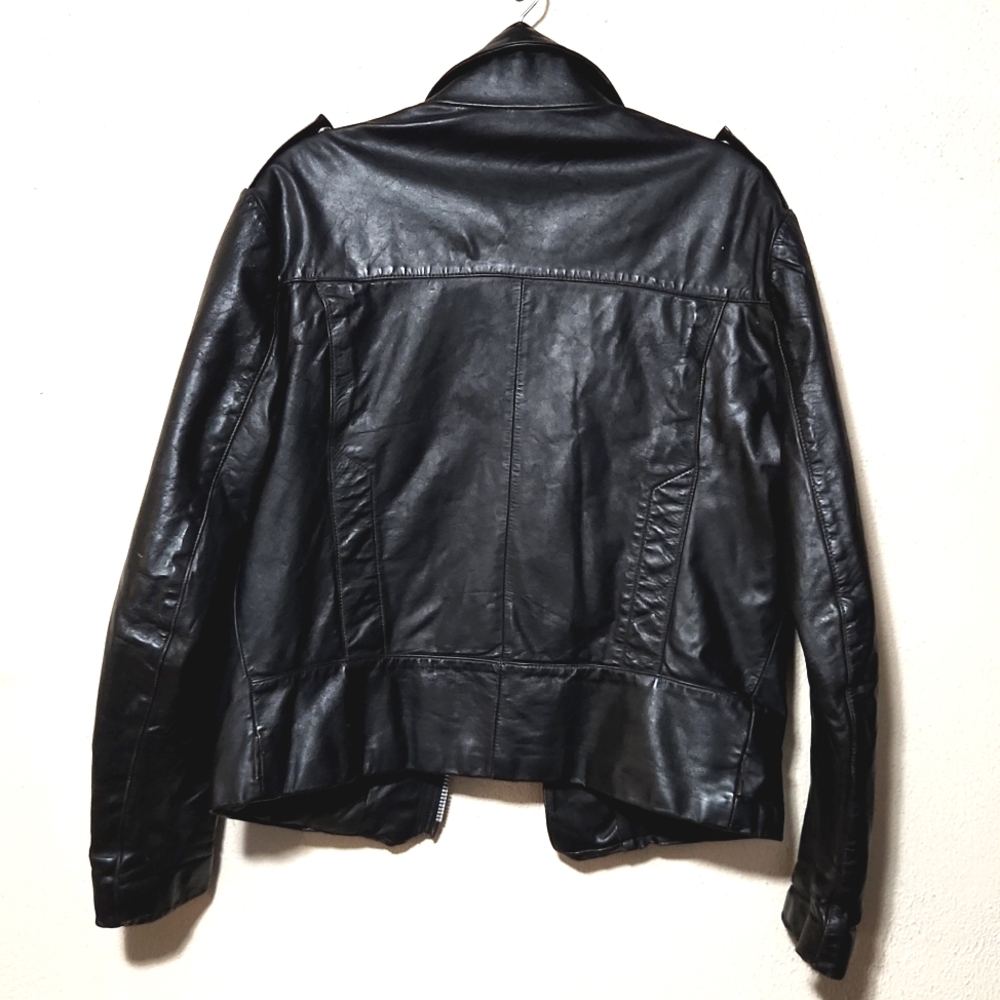 Vintage 80's Baja California Leather Biker Jacket Black Size 40 - Picture 5 of 14